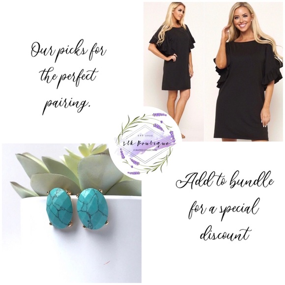 Turquoise simulated stone long women’s boho summer fall necklace - Picture 2 of 5